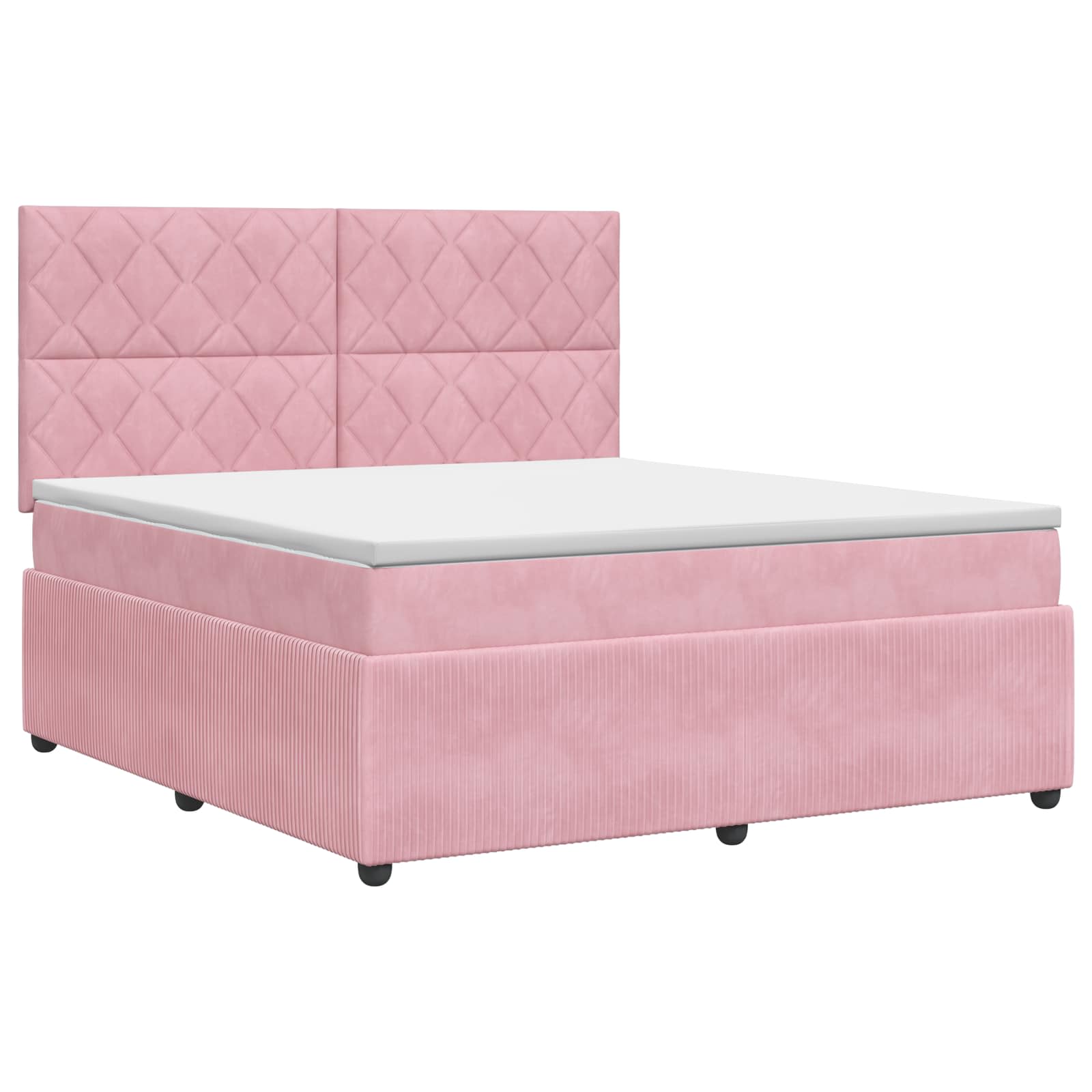 Κρεβάτι box spring με στρώμα Ροζ 140 x 200 cm Βελούδο - Pakobazaar