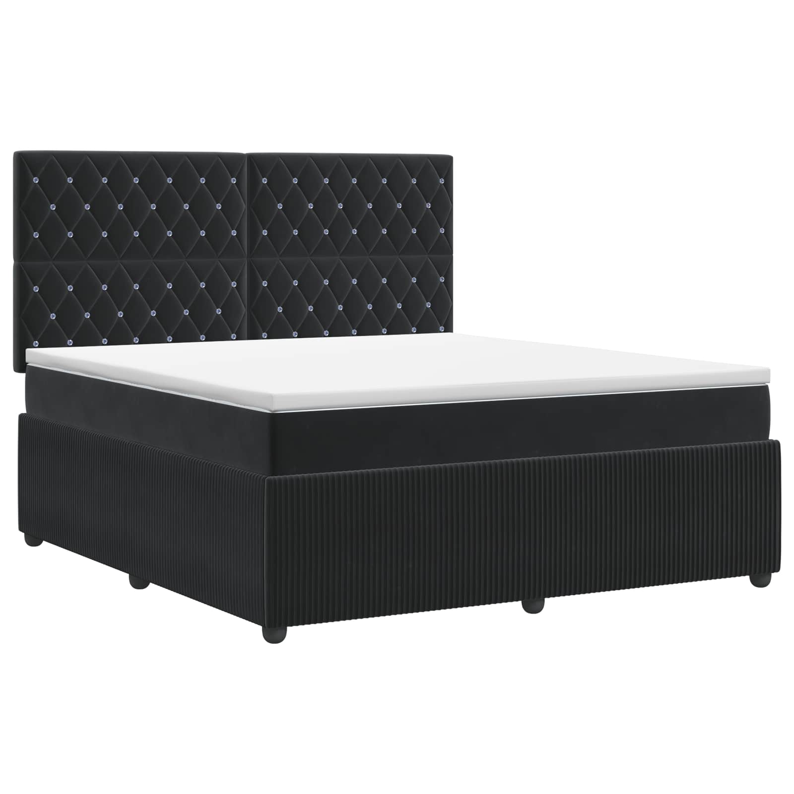 Κρεβάτι box spring με στρώμα Μαύρο 160 x 200 cm Βελούδο - Pakobazaar