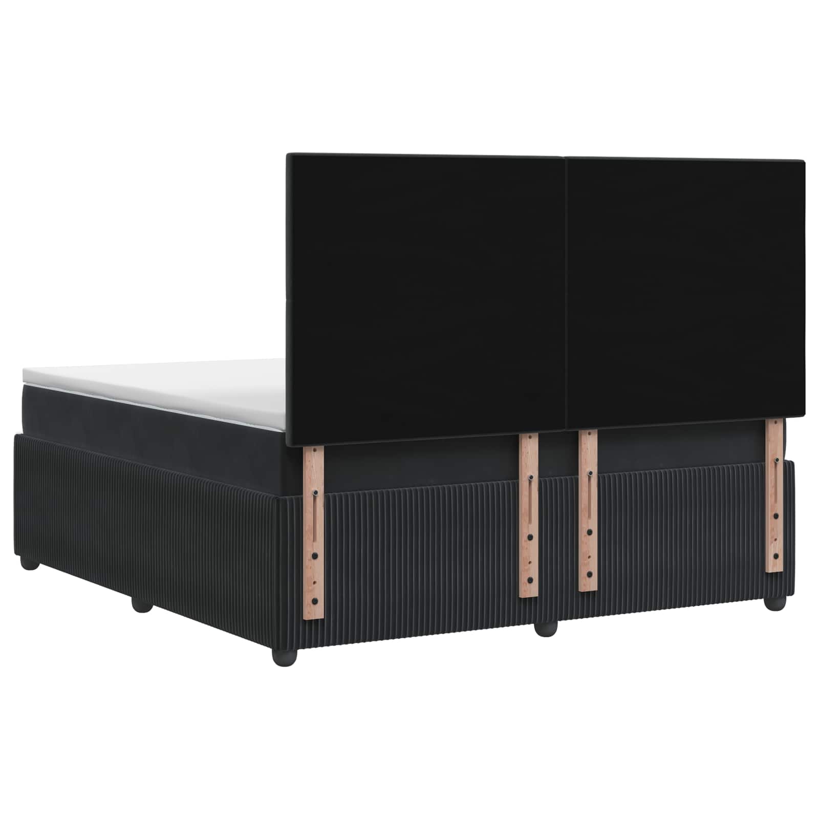 Κρεβάτι box spring με στρώμα Μαύρο 160 x 200 cm Βελούδο - Pakobazaar