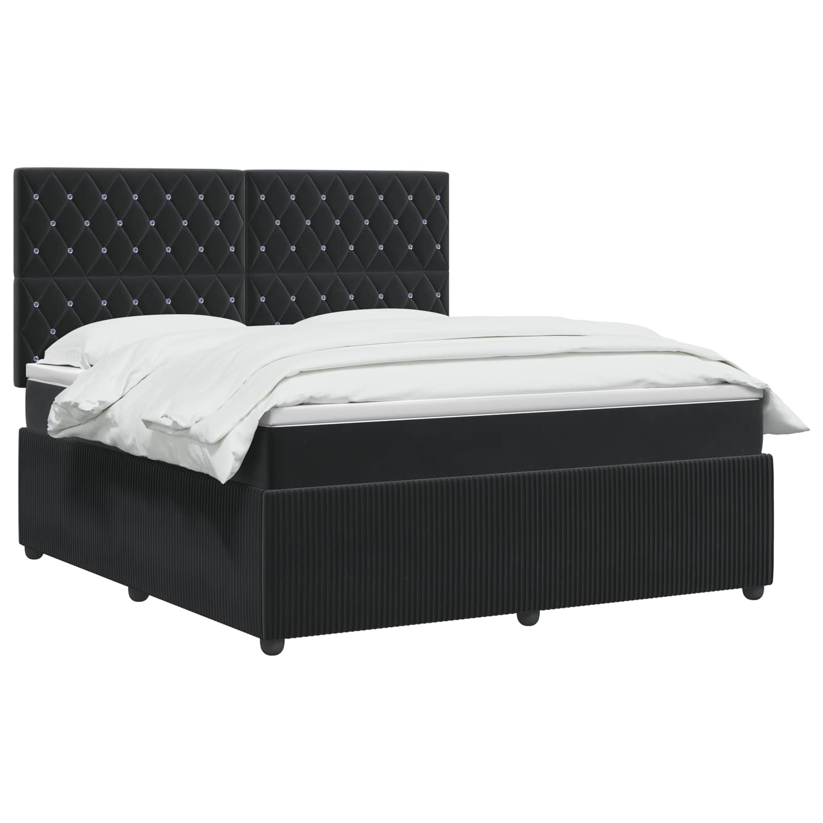 Κρεβάτι box spring με στρώμα Μαύρο 160 x 200 cm Βελούδο - Pakobazaar