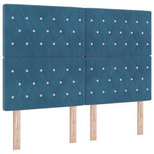 Κρεβάτι box spring με στρώμα Μπλε 160 x 200 cm Βελούδο - Pakobazaar