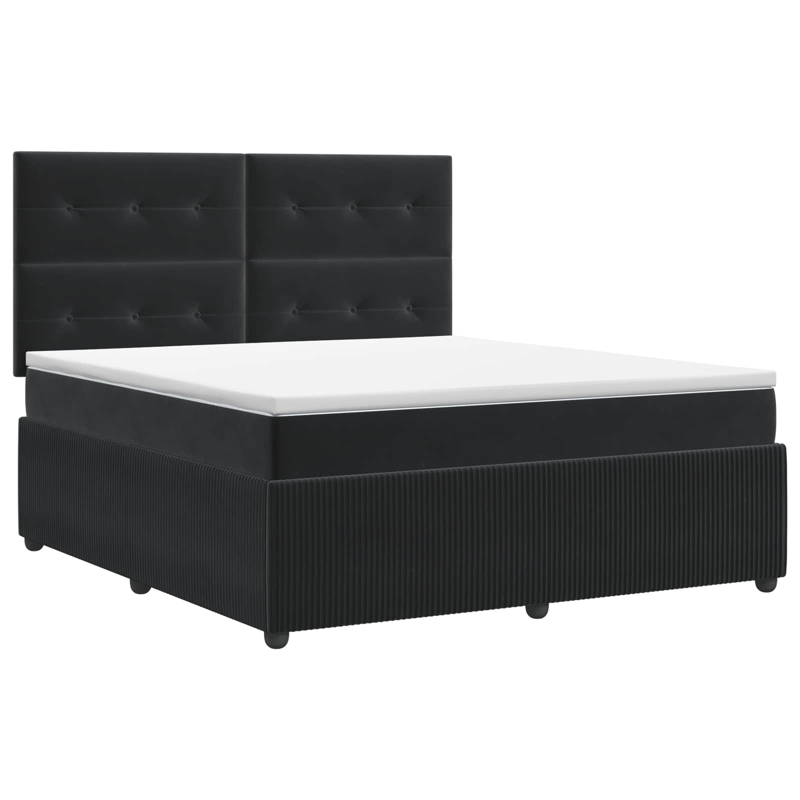 Κρεβάτι box spring με στρώμα Μαύρο 160 x 200 cm Βελούδο