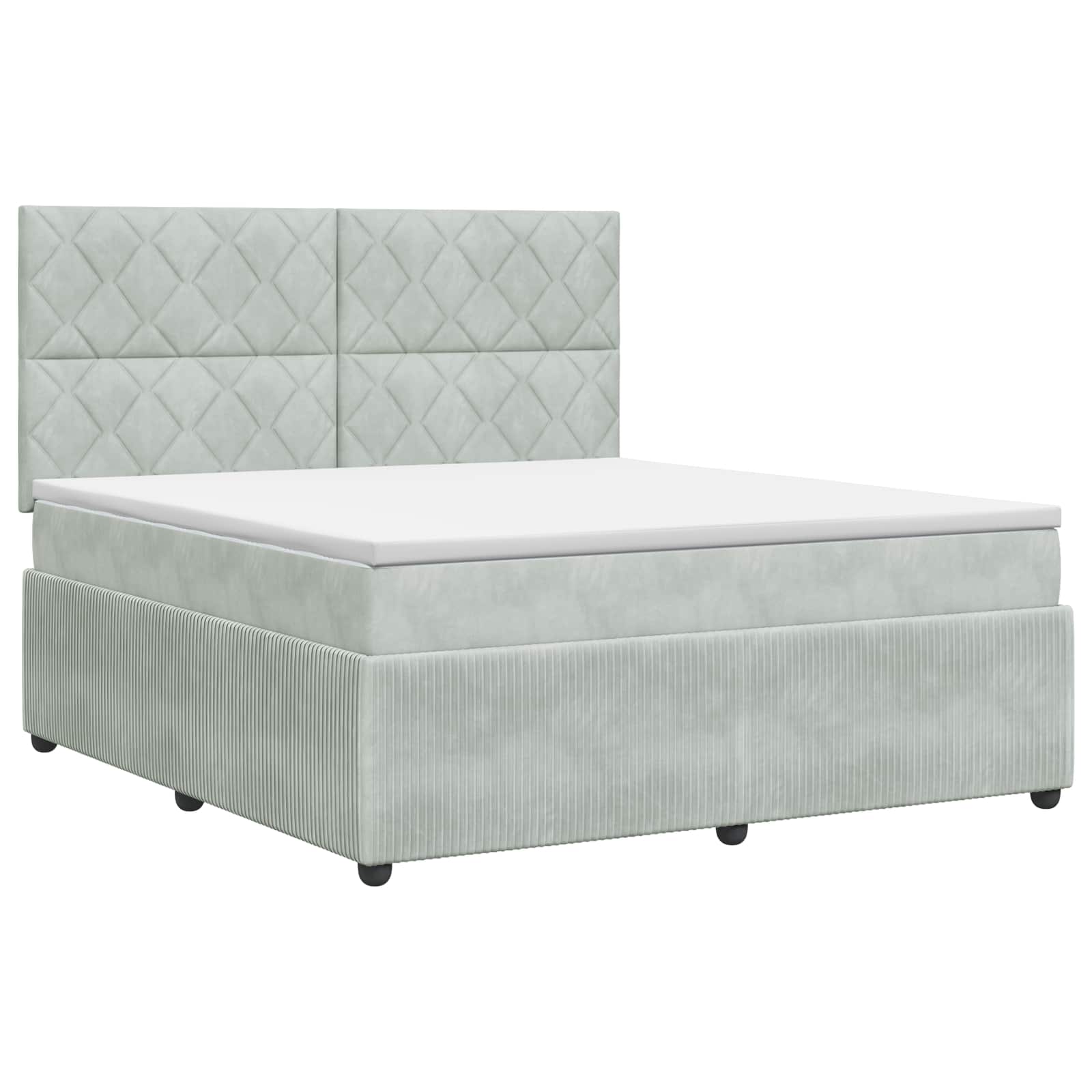 Κρεβάτι box spring με στρώμα Ανοιχτό γκρι 160 x 200 cm Βελούδο - Pakobazaar