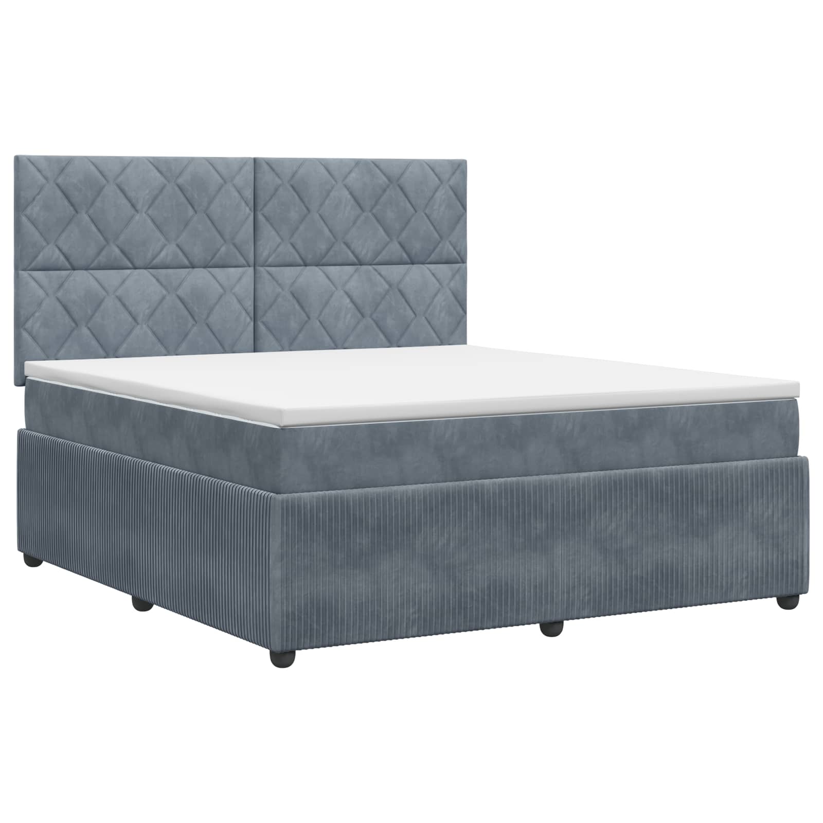 Κρεβάτι box spring με στρώμα Σκούρο Γκρι 160 x 200 cm Βελούδο - Pakobazaar
