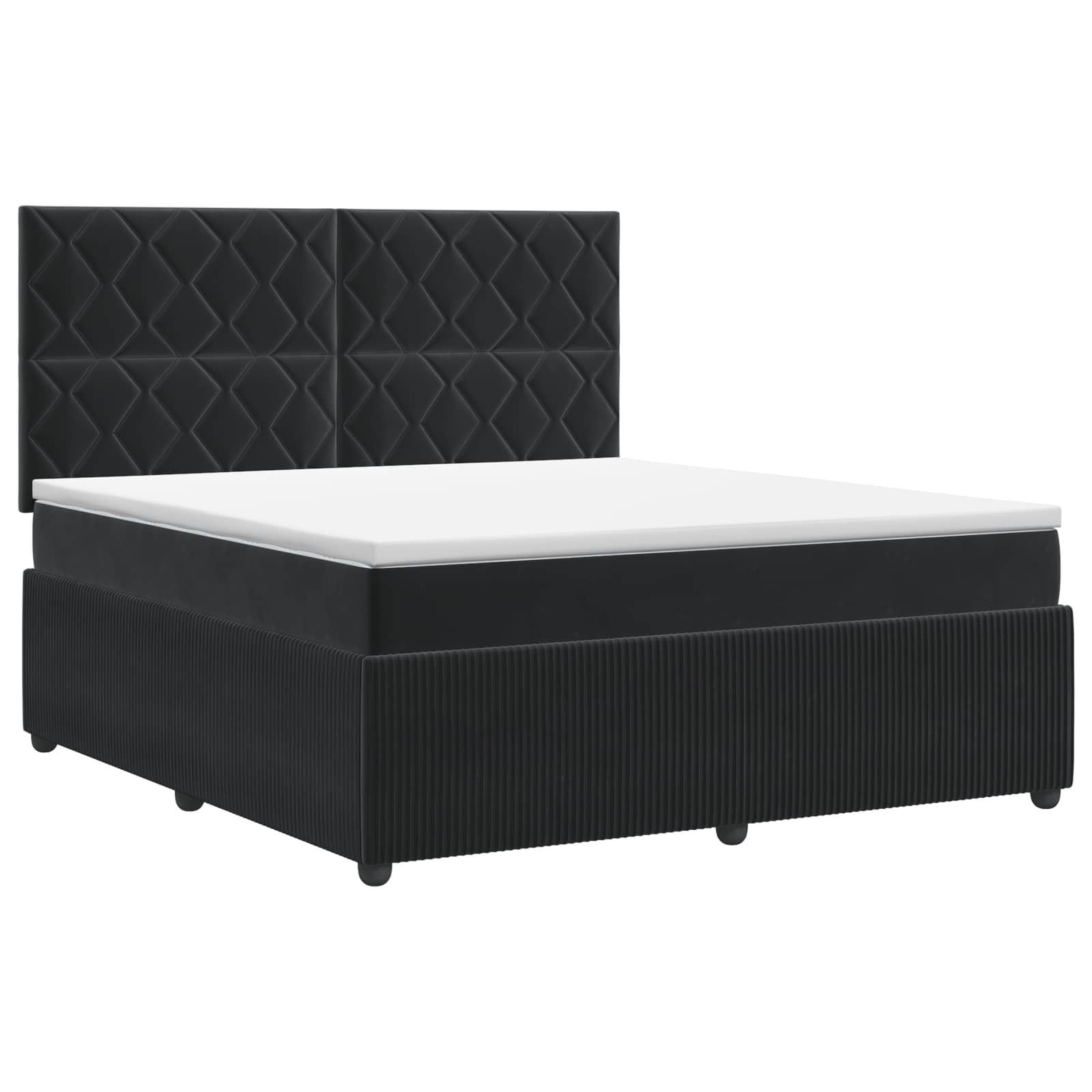 Κρεβάτι box spring με στρώμα Μαύρο 160 x 200 cm Βελούδο - Pakobazaar