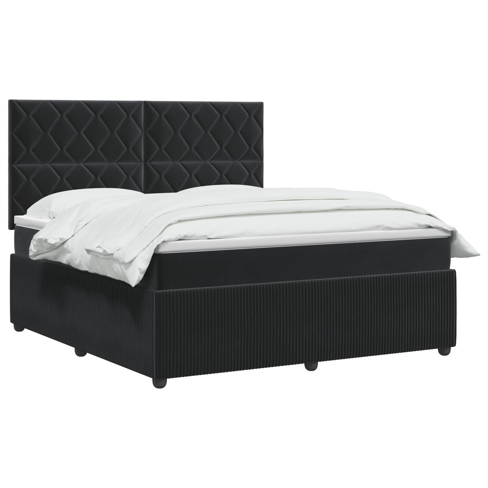 Κρεβάτι box spring με στρώμα Μαύρο 160 x 200 cm Βελούδο - Pakobazaar