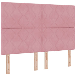 Κρεβάτι box spring με στρώμα Ροζ 160 x 200 cm Βελούδο - Pakobazaar
