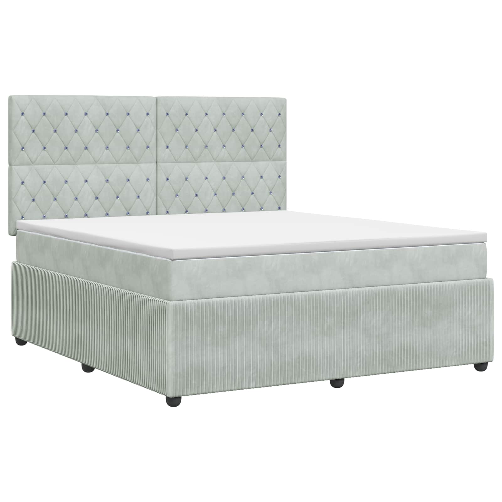Κρεβάτι box spring με στρώμα Ανοιχτό γκρι 180 x 200 cm Βελούδο - Pakobazaar