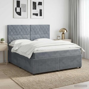 Κρεβάτι box spring με στρώμα Σκούρο Γκρι 140 x 200 cm Βελούδο