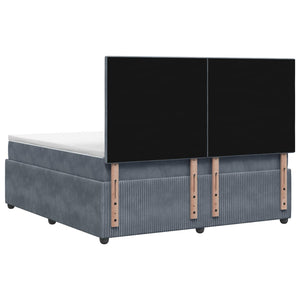 Κρεβάτι box spring με στρώμα Σκούρο Γκρι 180 x 200 cm Βελούδο - Pakobazaar