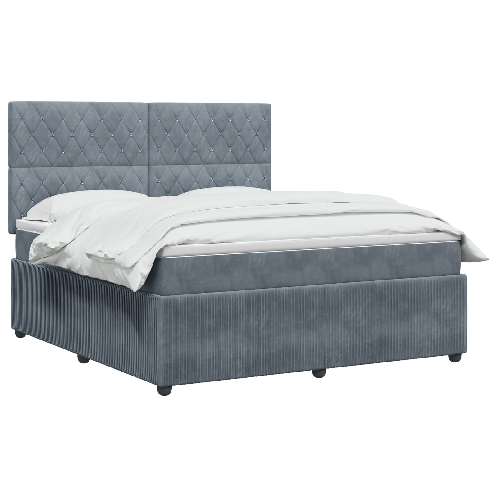 Κρεβάτι box spring με στρώμα Σκούρο Γκρι 180 x 200 cm Βελούδο - Pakobazaar
