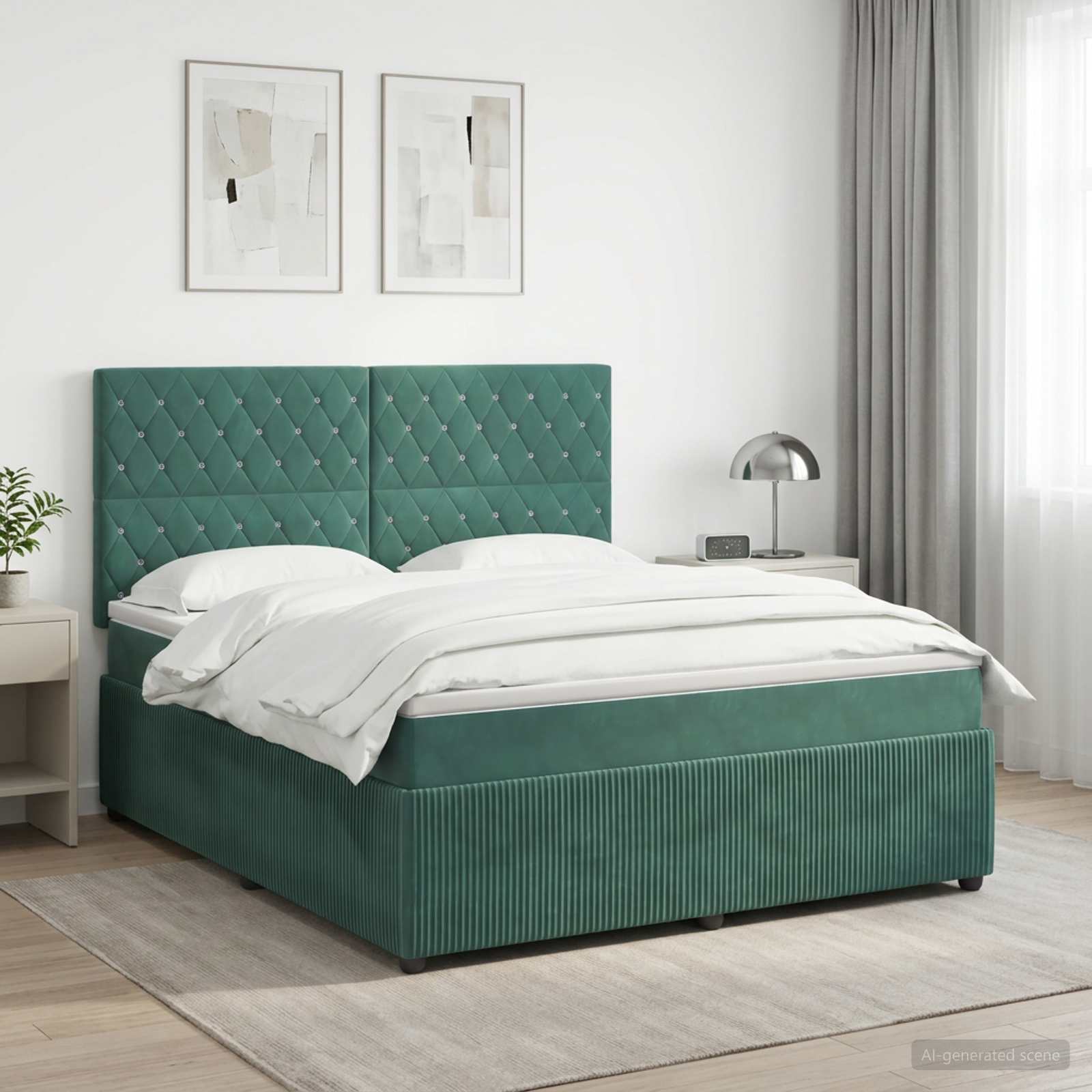 Κρεβάτι box spring με στρώμα Σκούρο Πράσινο 180 x 200 cm - Pakobazaar