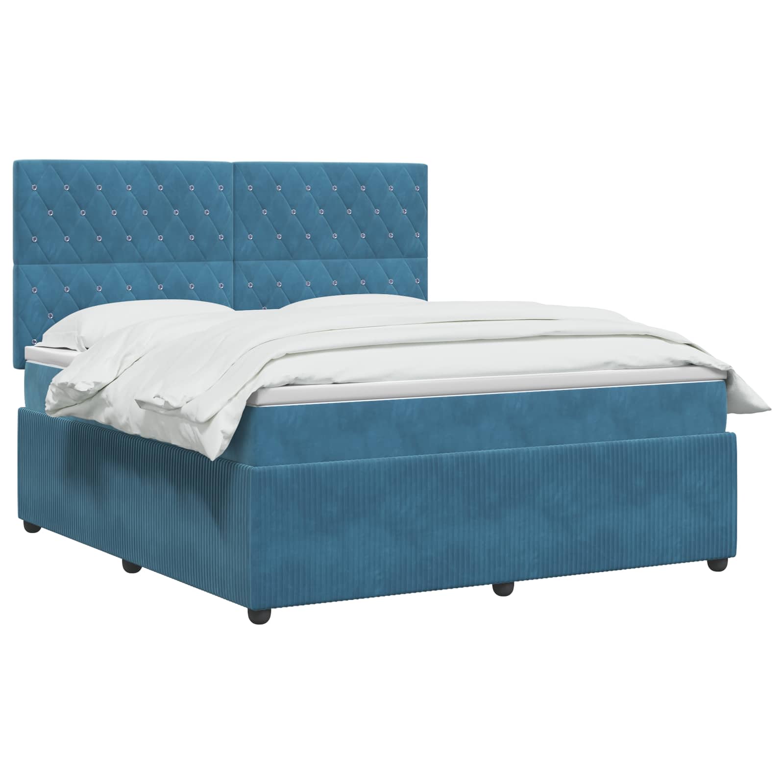 Κρεβάτι box spring με στρώμα Μπλε 180 x 200 cm Βελούδο - Pakobazaar