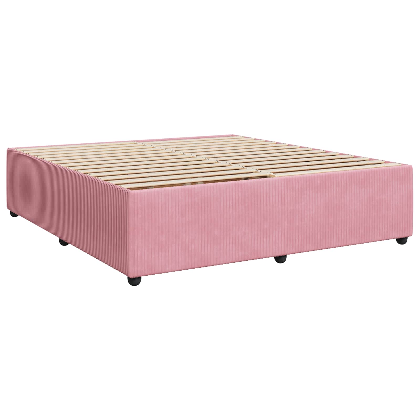 Κρεβάτι box spring με στρώμα Ροζ 180 x 200 cm Βελούδο - Pakobazaar