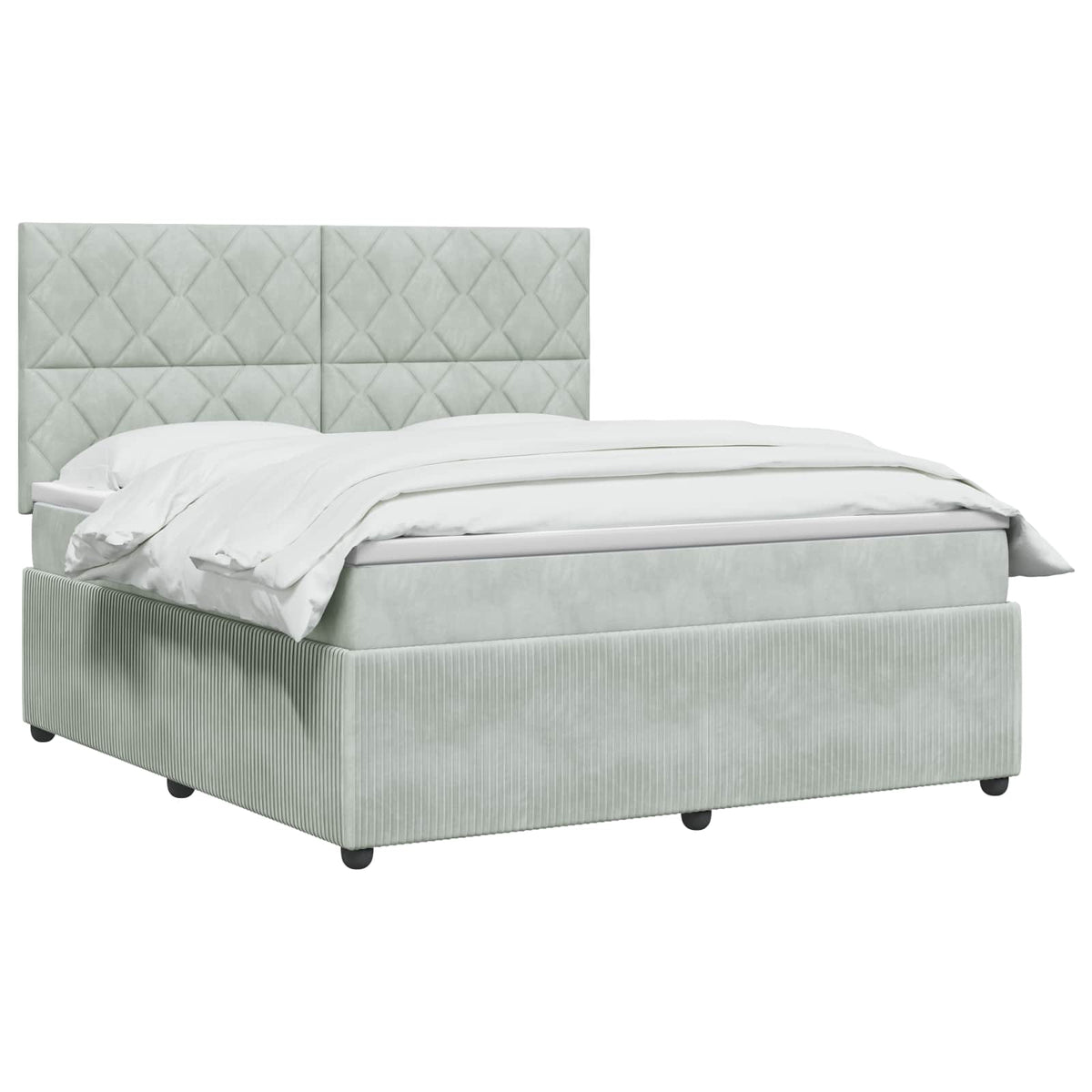 Κρεβάτι box spring με στρώμα Ανοιχτό γκρι 180 x 200 cm Βελούδο - Pakobazaar