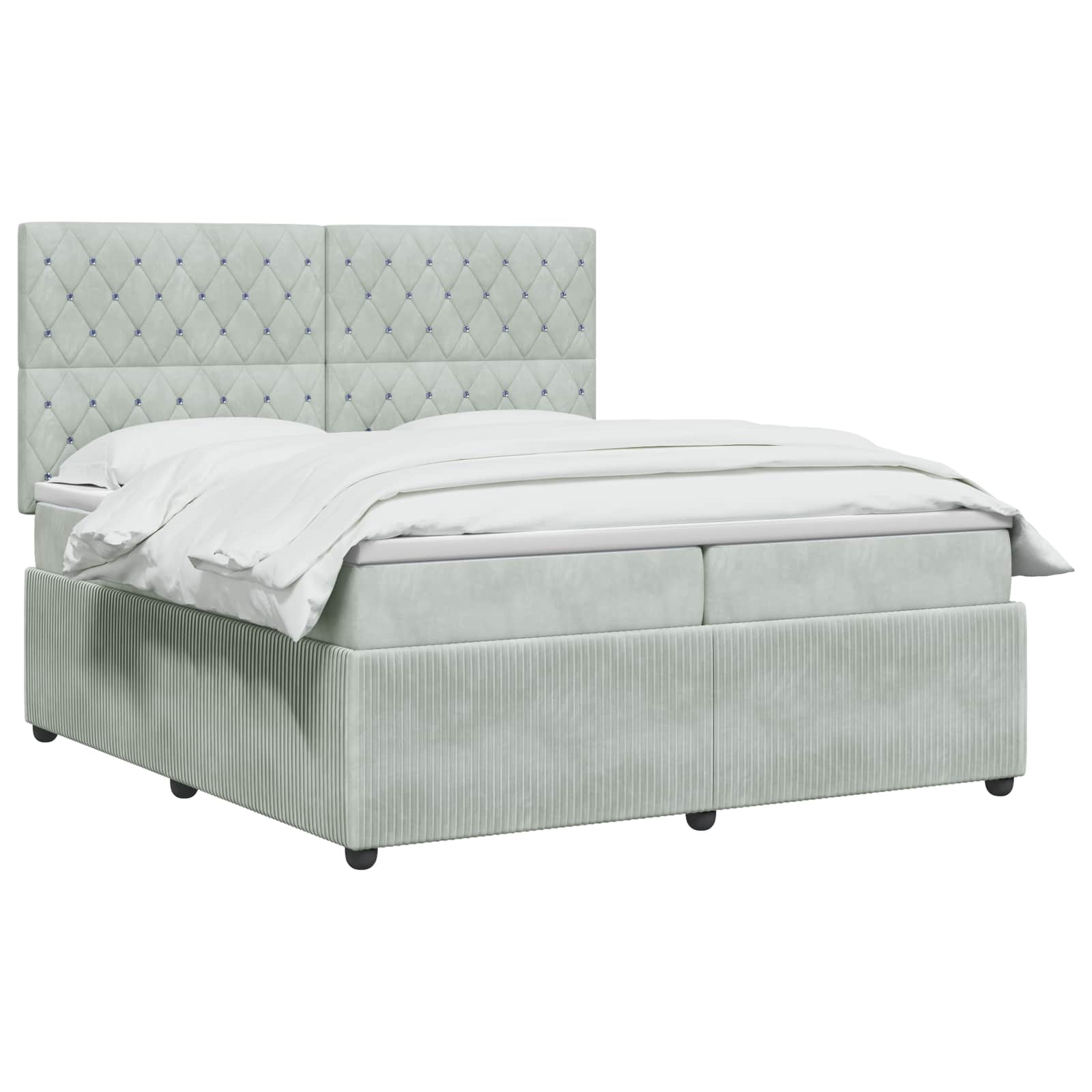 Κρεβάτι box spring με στρώμα Ανοιχτό γκρι 200 x 200 cm Βελούδο