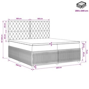 Κρεβάτι box spring με στρώμα Ανοιχτό γκρι 200 x 200 cm Βελούδο