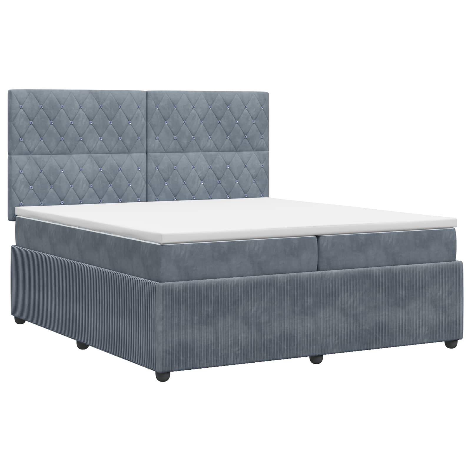 Κρεβάτι box spring με στρώμα Σκούρο Γκρι 200 x 200 cm Βελούδο - Pakobazaar
