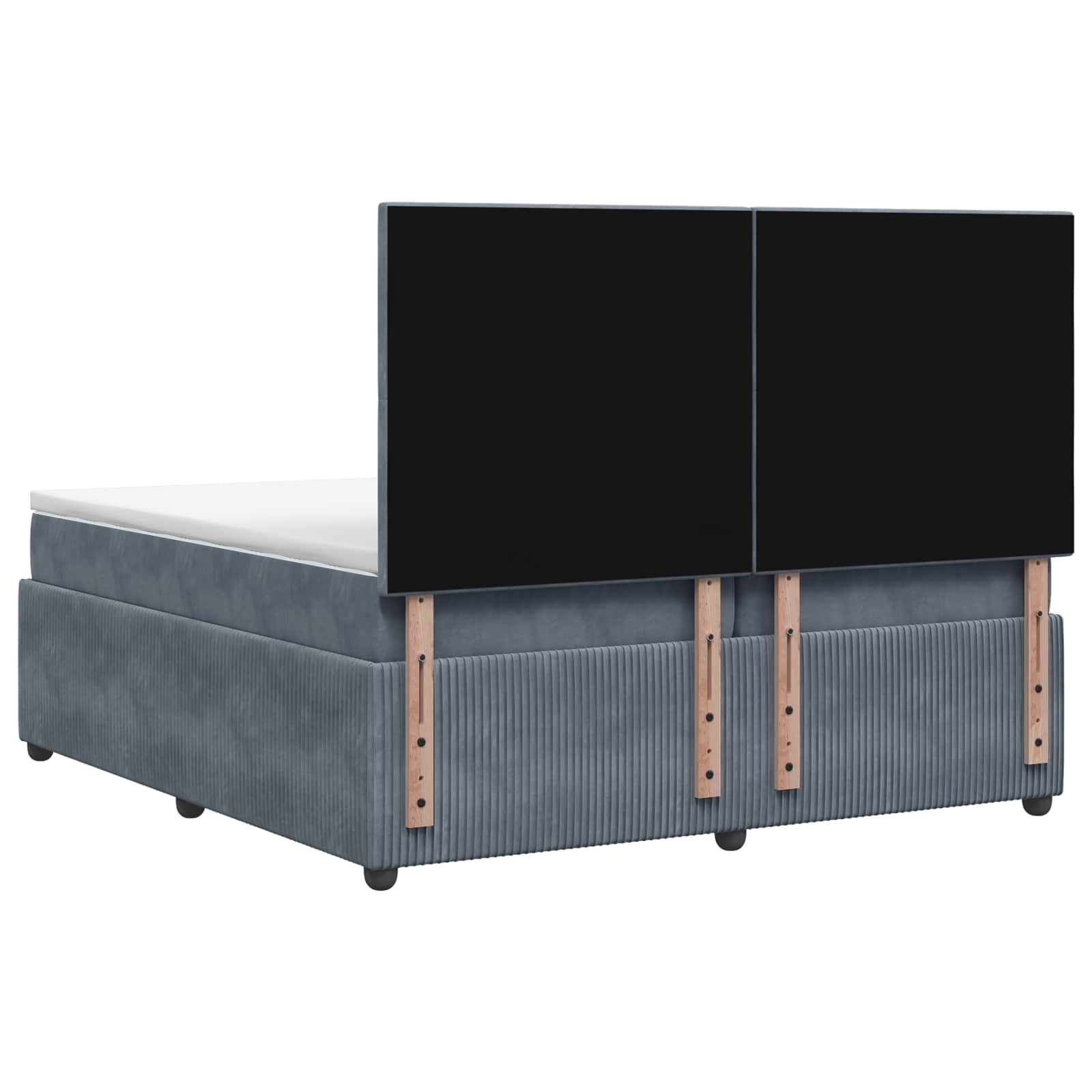 Κρεβάτι box spring με στρώμα Σκούρο Γκρι 200 x 200 cm Βελούδο - Pakobazaar