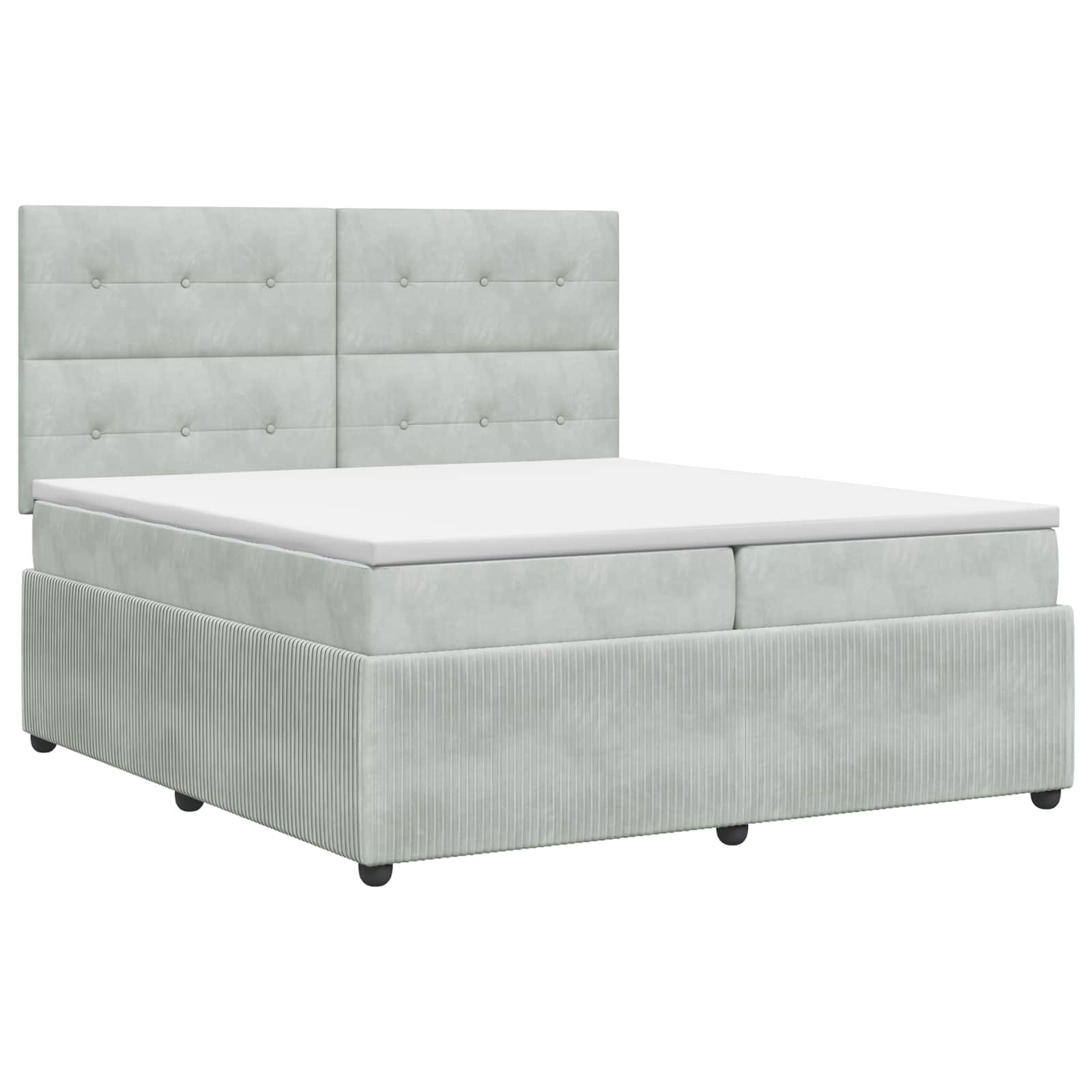 Κρεβάτι box spring με στρώμα Ανοιχτό γκρι 200 x 200 cm Βελούδο - Pakobazaar