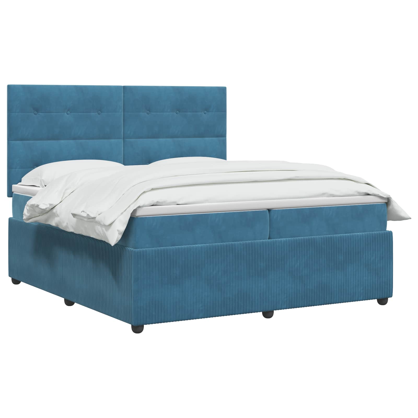 Κρεβάτι box spring με στρώμα Μπλε 200 x 200 cm Βελούδο - Pakobazaar