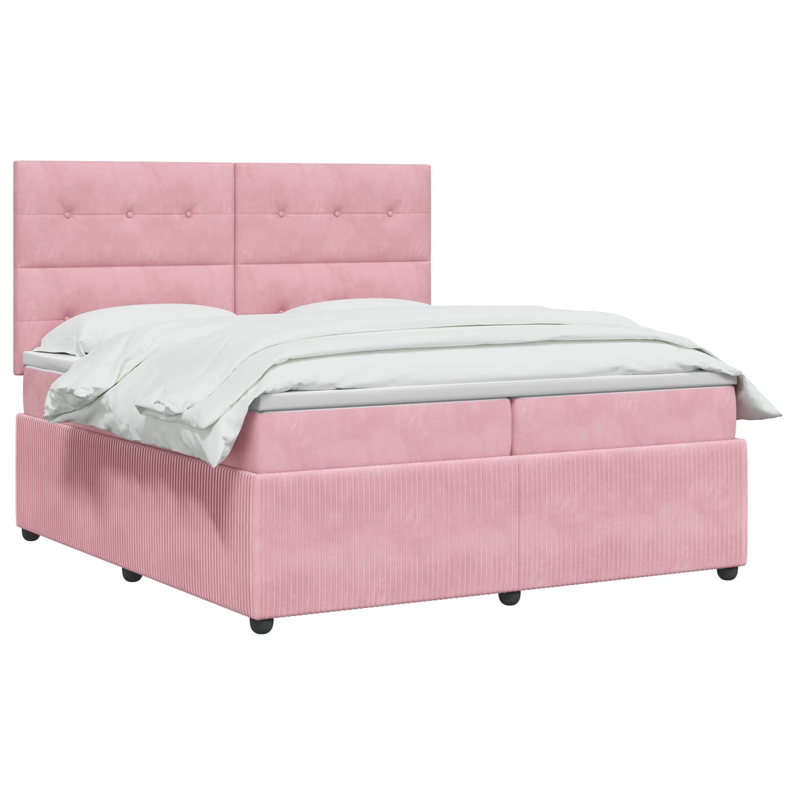Κρεβάτι box spring με στρώμα Ροζ 200 x 200 cm Βελούδο - Pakobazaar