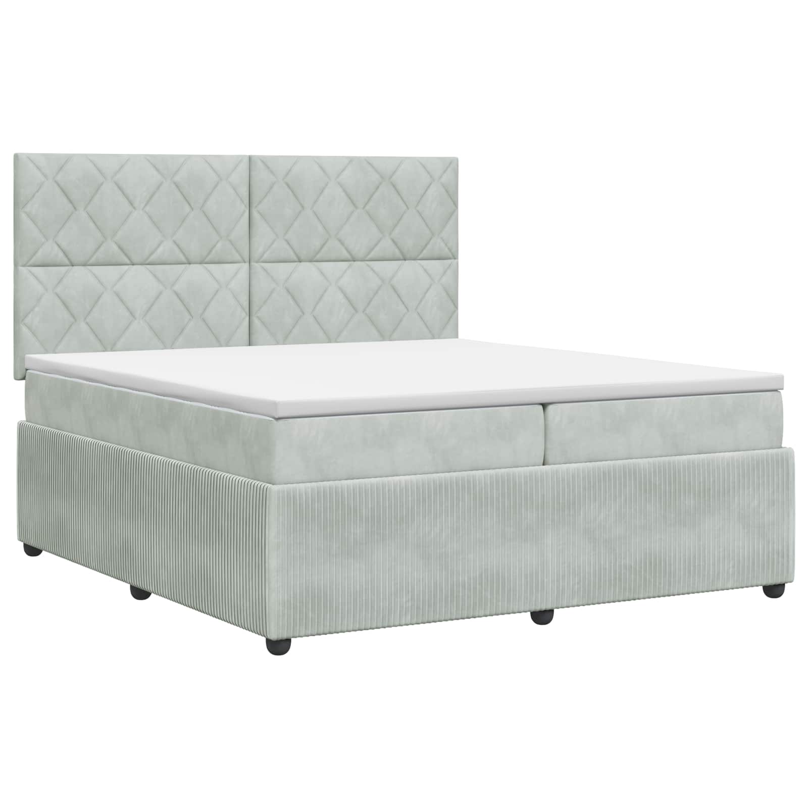 Κρεβάτι box spring με στρώμα Ανοιχτό γκρι 200 x 200 cm Βελούδο - Pakobazaar