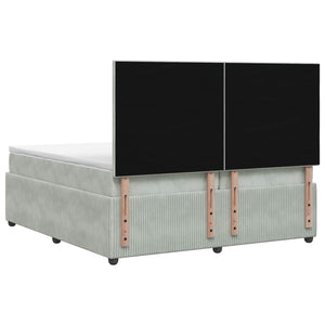 Κρεβάτι box spring με στρώμα Ανοιχτό γκρι 200 x 200 cm Βελούδο - Pakobazaar