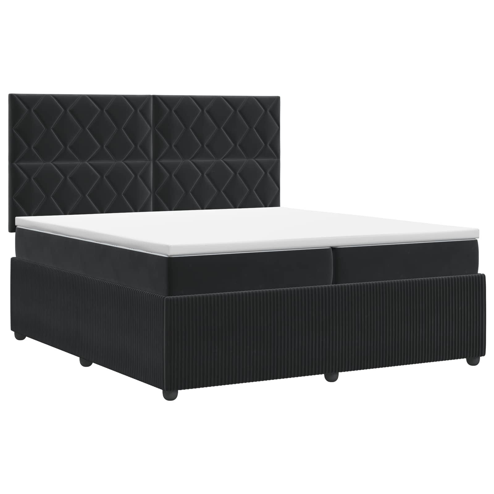 Κρεβάτι box spring με στρώμα Μαύρο 200 x 200 cm Βελούδο - Pakobazaar