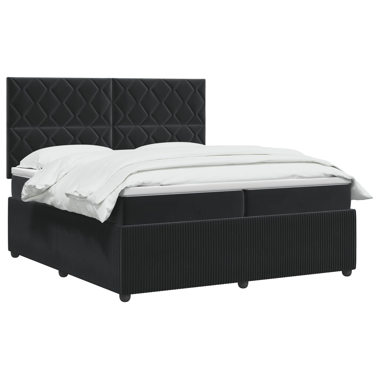 Κρεβάτι box spring με στρώμα Μαύρο 200 x 200 cm Βελούδο - Pakobazaar