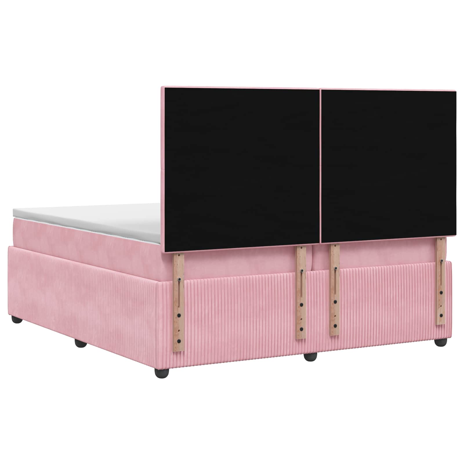 Κρεβάτι box spring με στρώμα Ροζ 200 x 200 cm Βελούδο - Pakobazaar