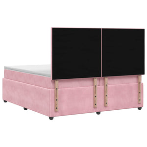 Κρεβάτι box spring με στρώμα Ροζ 200 x 200 cm Βελούδο - Pakobazaar