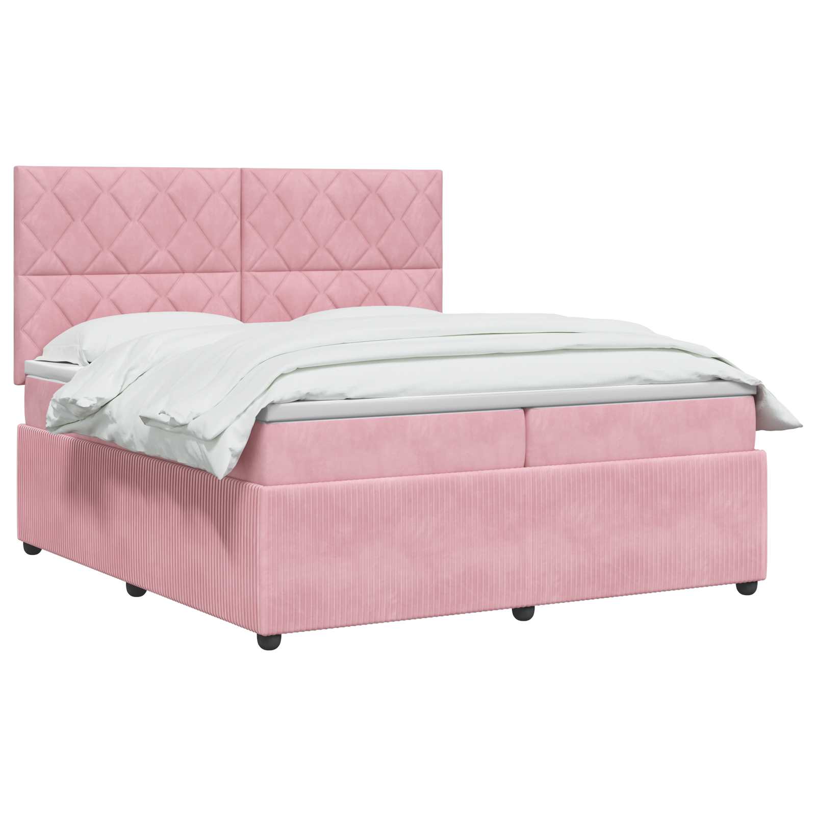 Κρεβάτι box spring με στρώμα Ροζ 200 x 200 cm Βελούδο - Pakobazaar