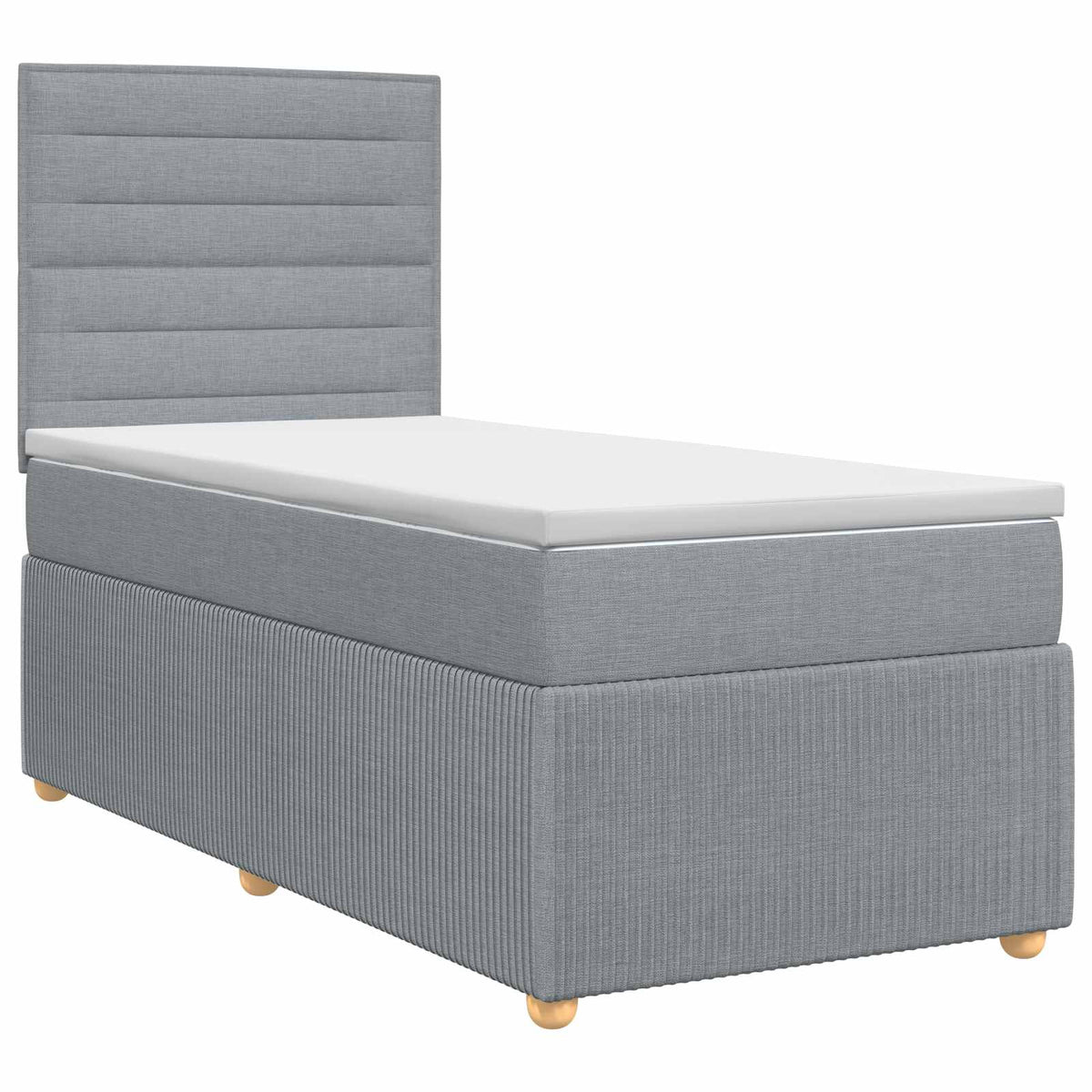 Κρεβάτι box spring με στρώμα Ανοιχτό γκρι Μονό Ύφασμα