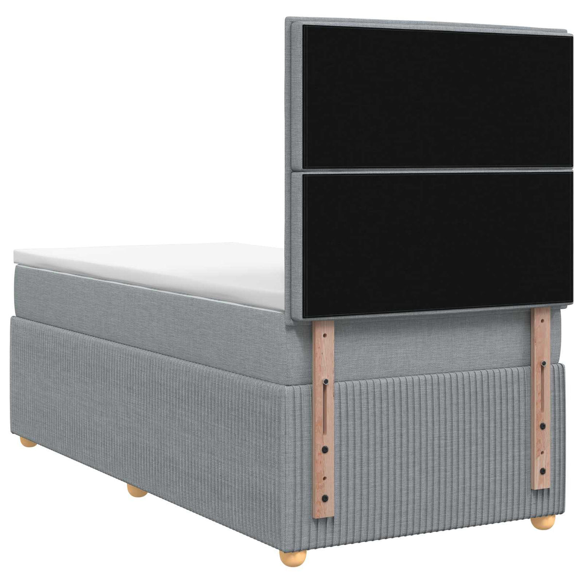 Κρεβάτι box spring με στρώμα Ανοιχτό γκρι Μονό Ύφασμα