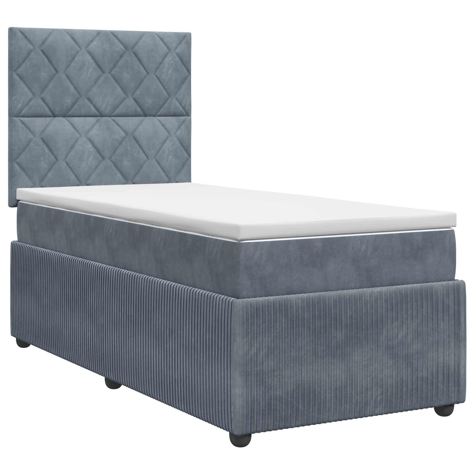 Κρεβάτι box spring με στρώμα Σκούρο Γκρι Μονό Βελούδο - Pakobazaar