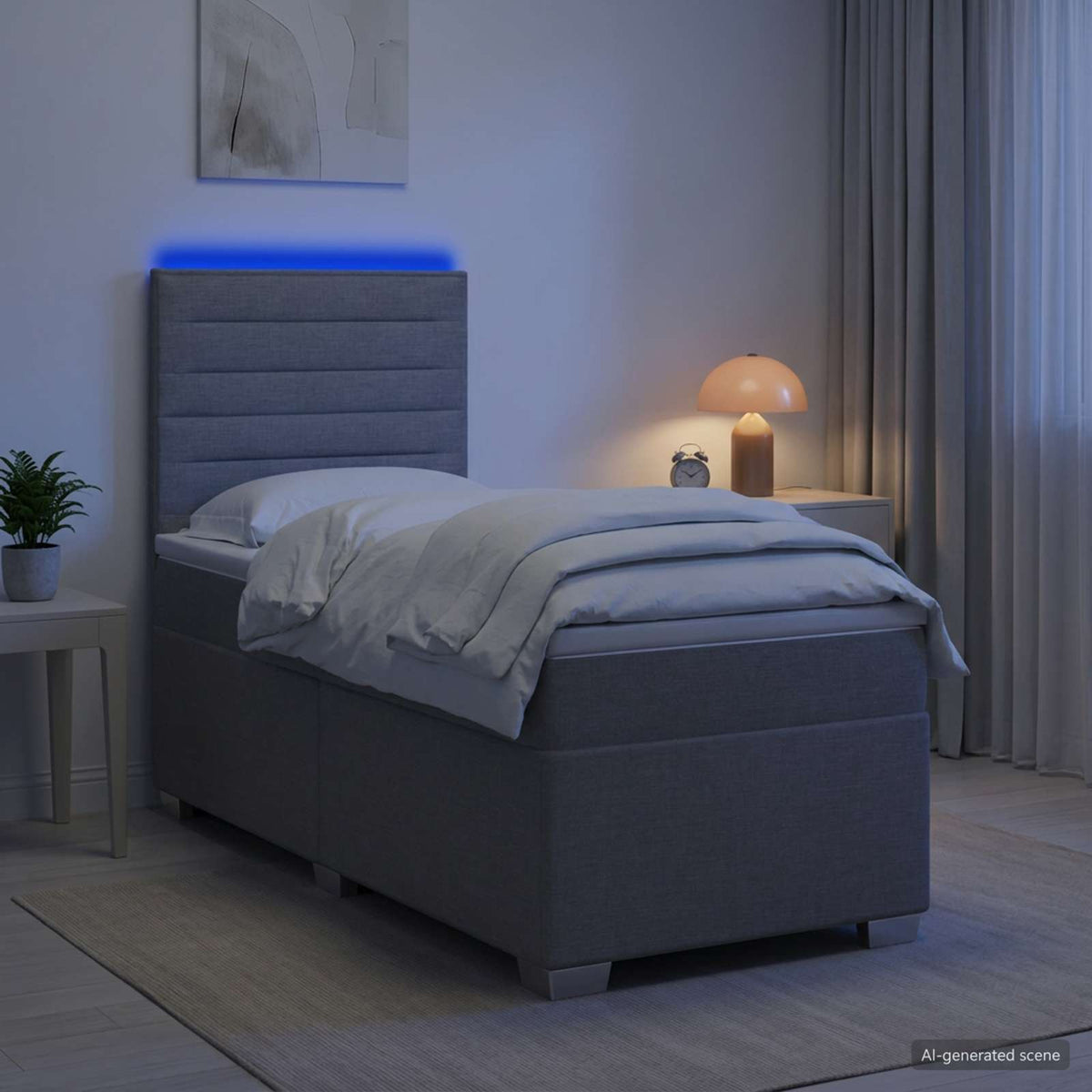 Κρεβάτι box spring με στρώμα Ανοιχτό γκρι 90 x 200 cm Ύφασμα