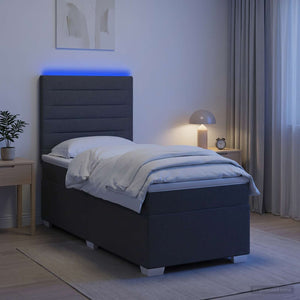 Κρεβάτι box spring με στρώμα Σκούρο Γκρι 90 x 200 cm Ύφασμα - Pakobazaar