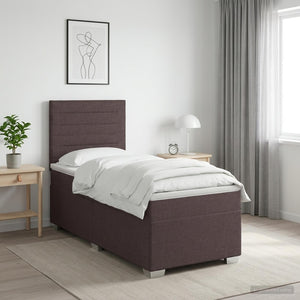 Κρεβάτι box spring με στρώμα Σκούρο Καφέ 80 x 200 cm Ύφασμα - Pakobazaar