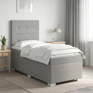 Κρεβάτι box spring με στρώμα Ανοιχτό γκρι 100 x 200 cm Ύφασμα - Pakobazaar