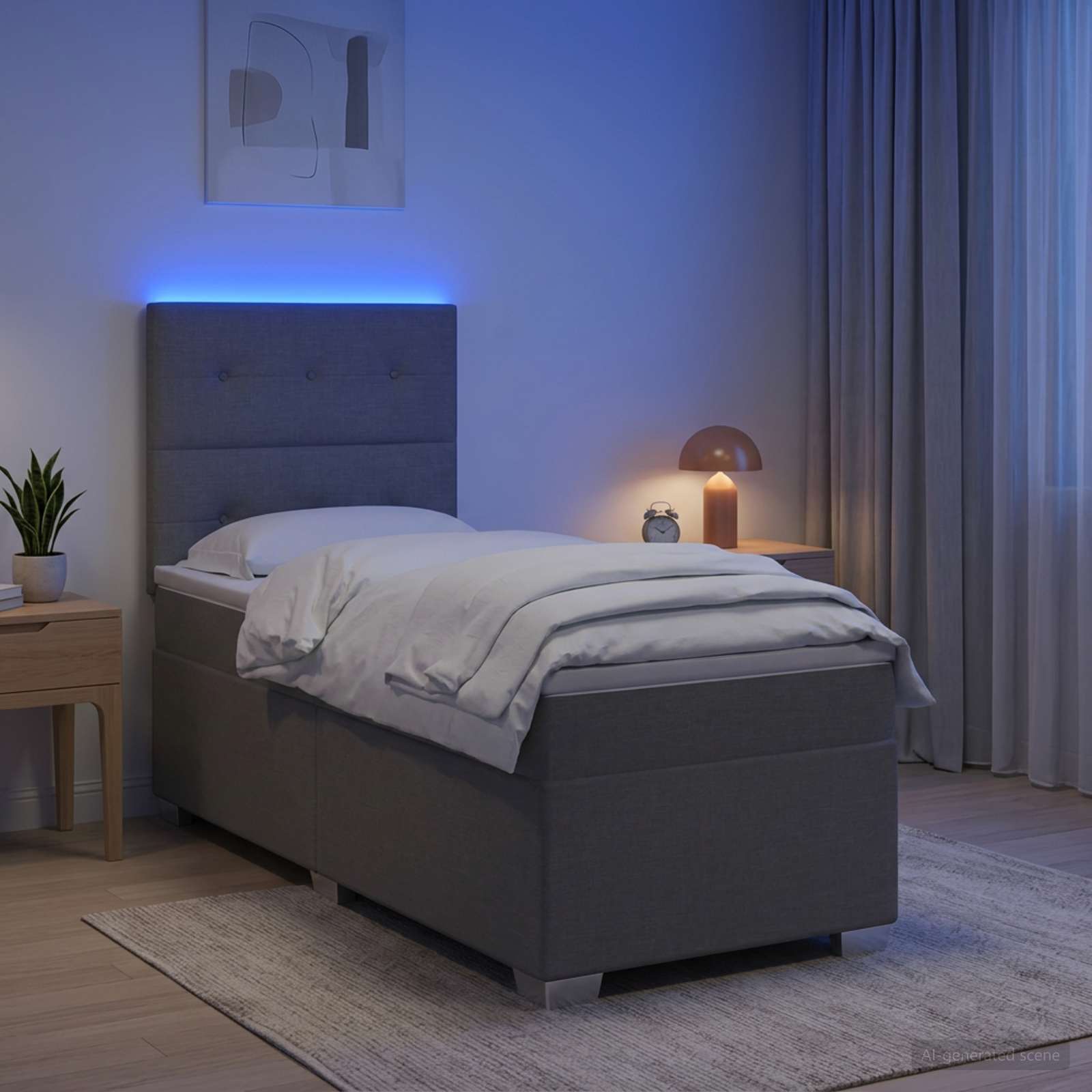 Κρεβάτι box spring με στρώμα Ανοιχτό γκρι 100 x 200 cm Ύφασμα - Pakobazaar