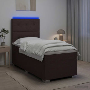 Κρεβάτι box spring με στρώμα Σκούρο Καφέ 100 x 200 cm Ύφασμα - Pakobazaar