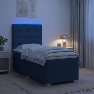 Κρεβάτι box spring με στρώμα Μπλε 90 x 200 cm Ύφασμα - Pakobazaar