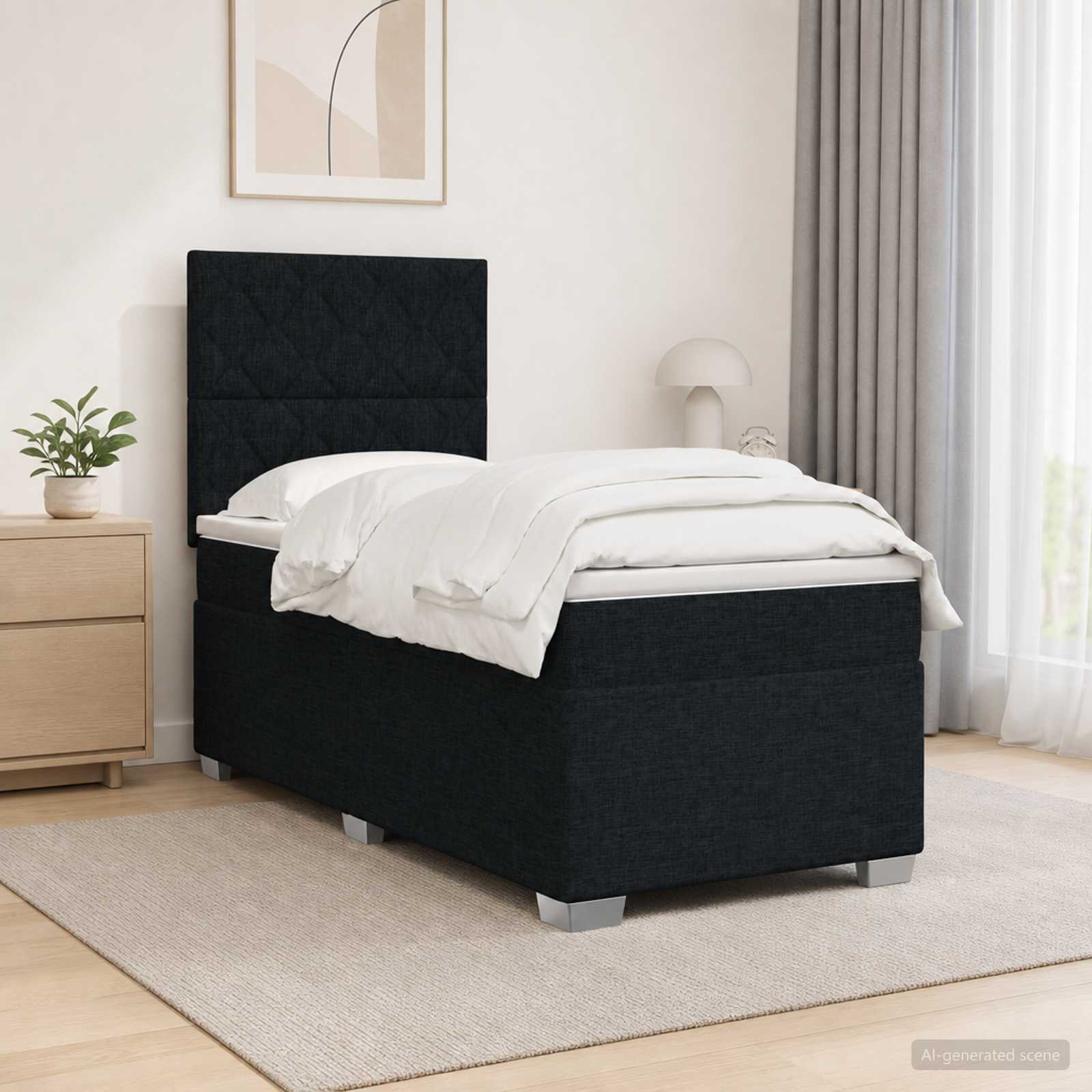Κρεβάτι box spring με στρώμα Μαύρο 80 x 200 cm Ύφασμα