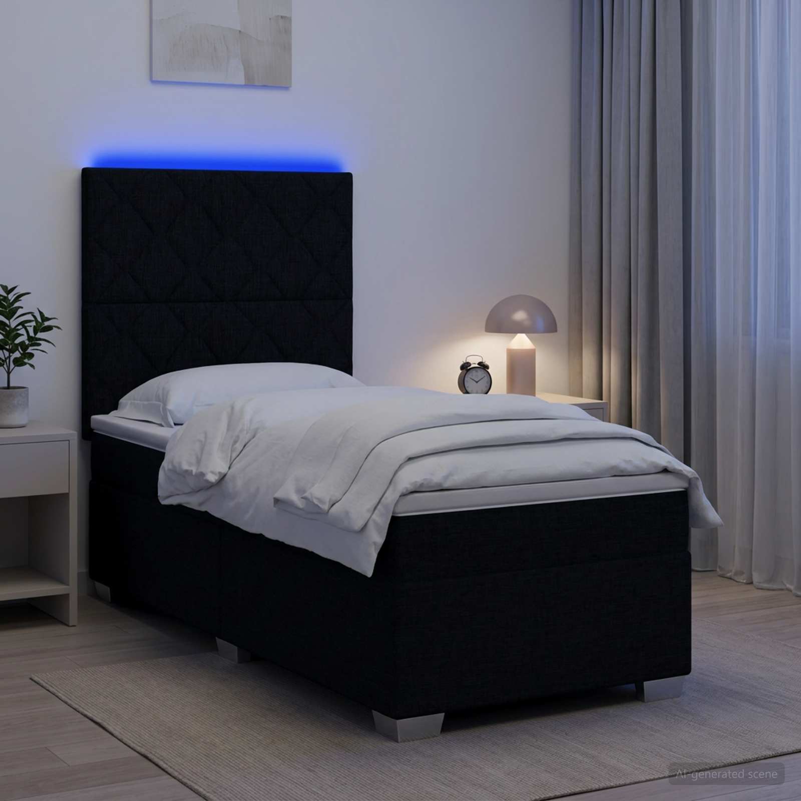 Κρεβάτι box spring με στρώμα Μαύρο 80 x 200 cm Ύφασμα
