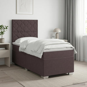 Κρεβάτι box spring με στρώμα Σκούρο Καφέ 90 x 200 cm Ύφασμα - Pakobazaar