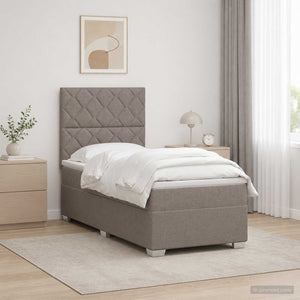 Κρεβάτι box spring με στρώμα Taupe 90 x 190 cm Ύφασμα - Pakobazaar