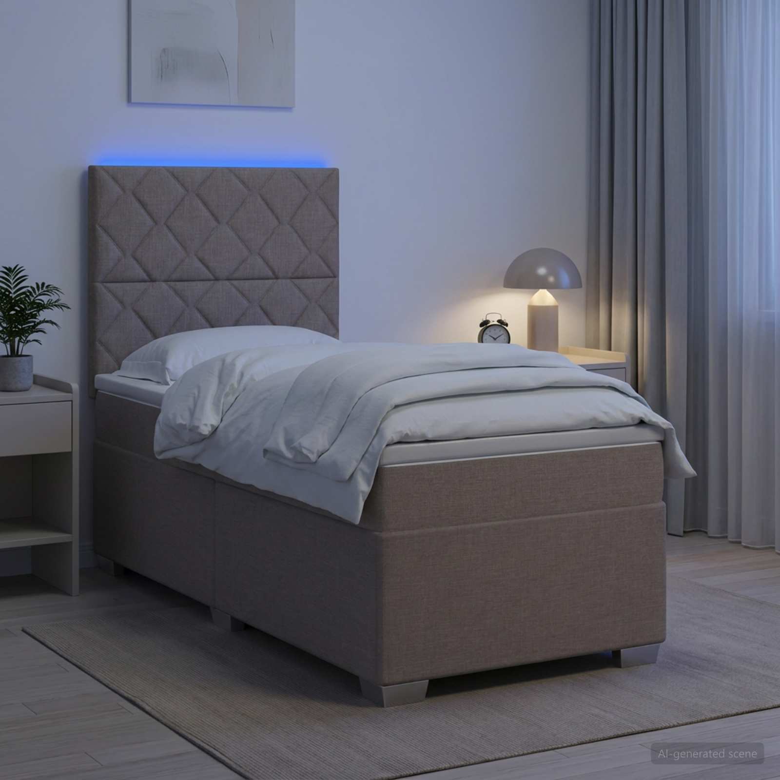 Κρεβάτι box spring με στρώμα Taupe 100 x 200 cm Ύφασμα - Pakobazaar