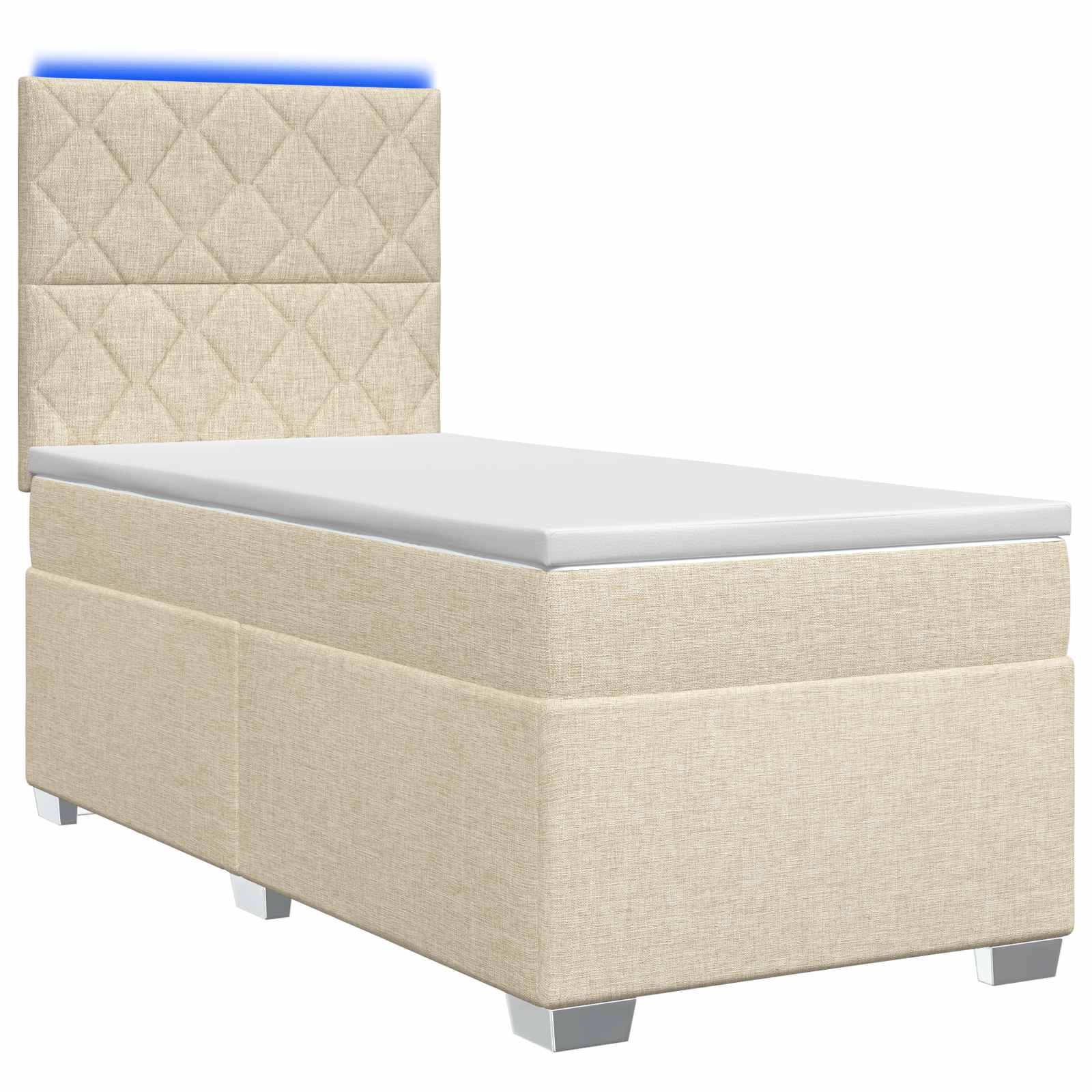 Κρεβάτι box spring με στρώμα Κρεμ 90 x 190 cm Ύφασμα - Pakobazaar