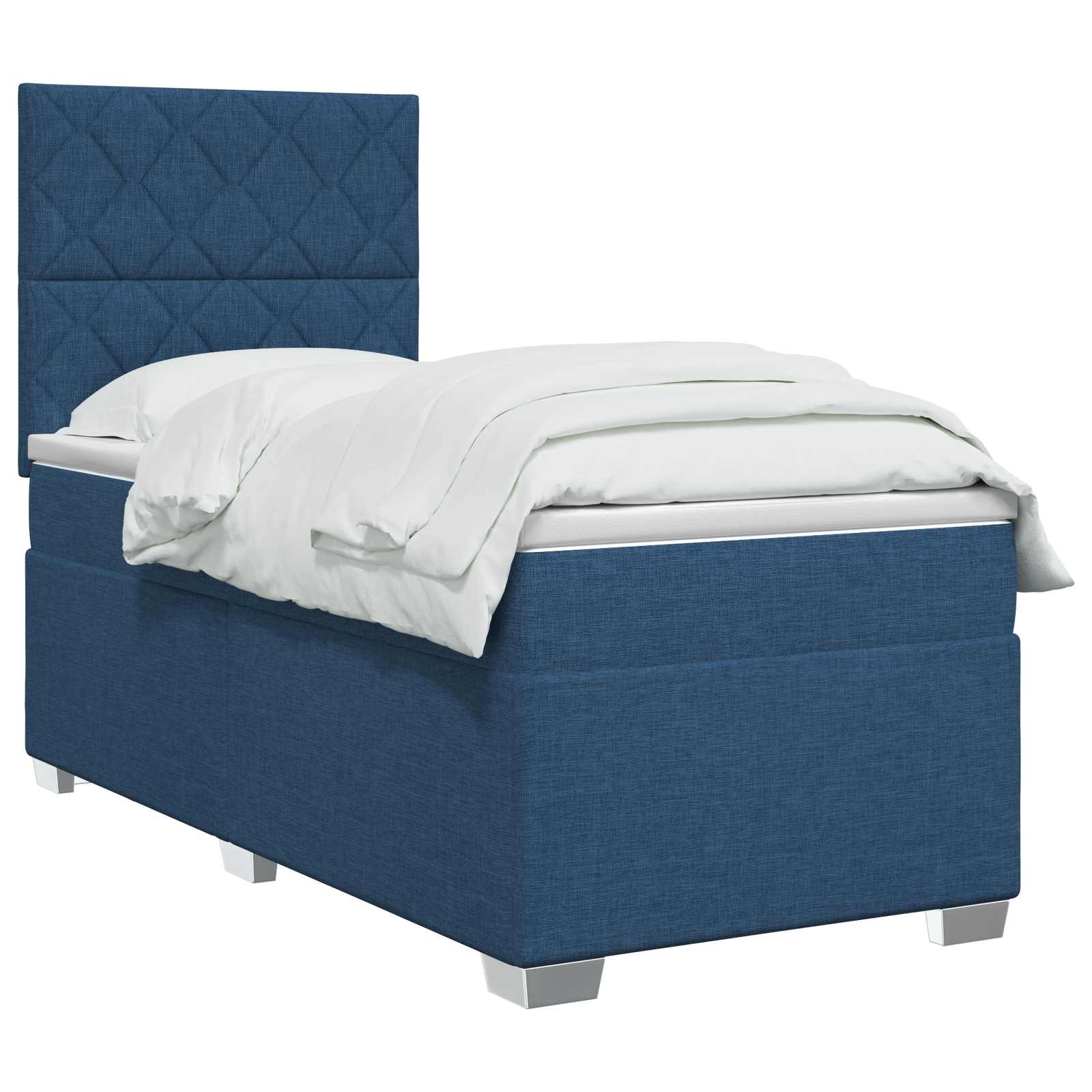 Κρεβάτι box spring με στρώμα Μπλε 90 x 190 cm Ύφασμα - Pakobazaar